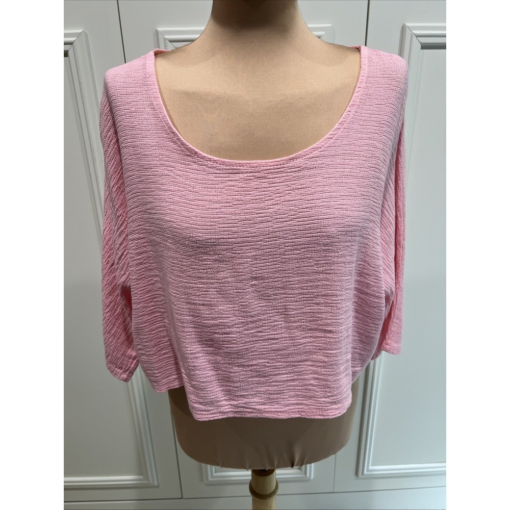 Meo Meli Pink Boxy Crop Top One Size Cotton Italy Lightweight Knit Balletcore